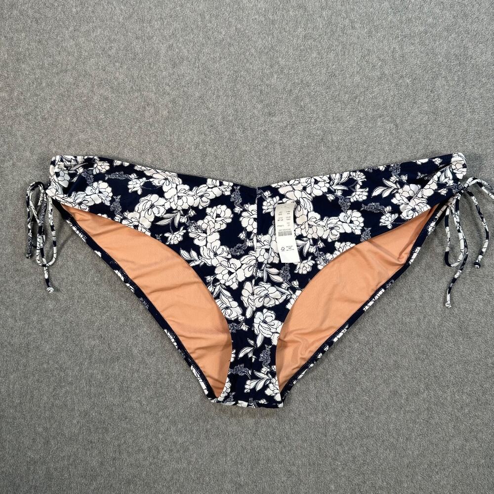 J Crew Swim Bottom Curved Waist Hipster Cheeky Bikini Navy Floral Size 3X BF128